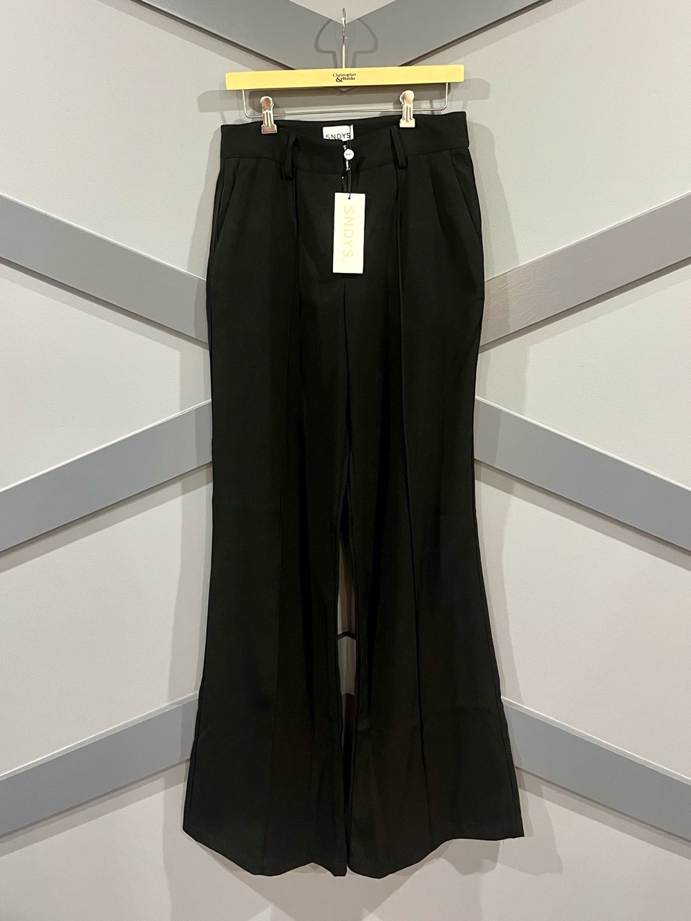 SNDYS Black Wide-Leg High-Rise Trousers